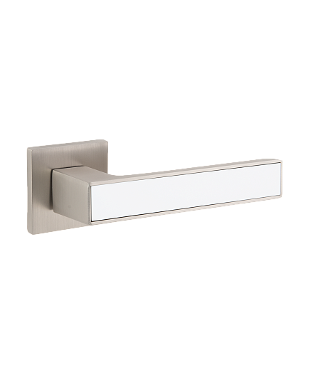 Ручки стандарт Ручка дверная Code Deco на квадратном основании H-30111-A-NISM/W супермат.никель/белый 